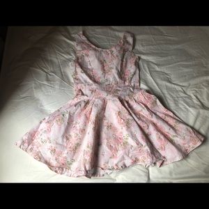 Pink Floral Bow Back Round Neck Dress Size XS